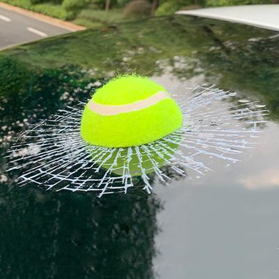 Broken Glass Decal 3D Tennis Ball Hit Window Sticker Funny Adhesive Decal Waterproof Auto Windshield Decoration for Vehicles