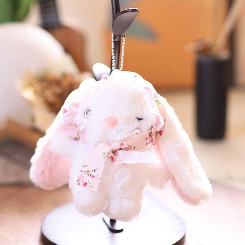 

Милая плюшевая игрушка-кролик, мультяшная мягкая кукла-кролик, брелок, милый подвес для сумки, украшение для подвешивания на рюкзак, подарки на день рождения белый