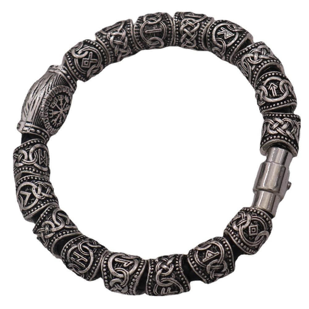 Viking Compass Rune Beard Bead Bracelet For Men Nordic Viking Jewelry Accessory