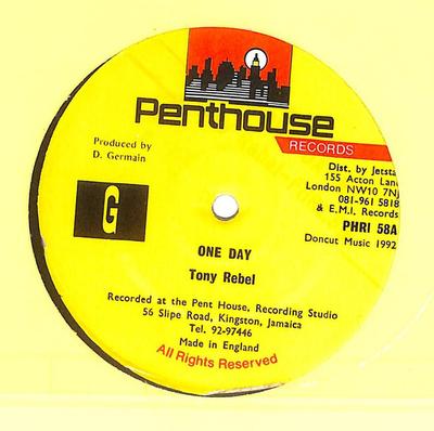 12inch Record TONY REBEL - One Day PHRI58 Penthouse Recor 1992 UK Reggae, Ska & Dub Used