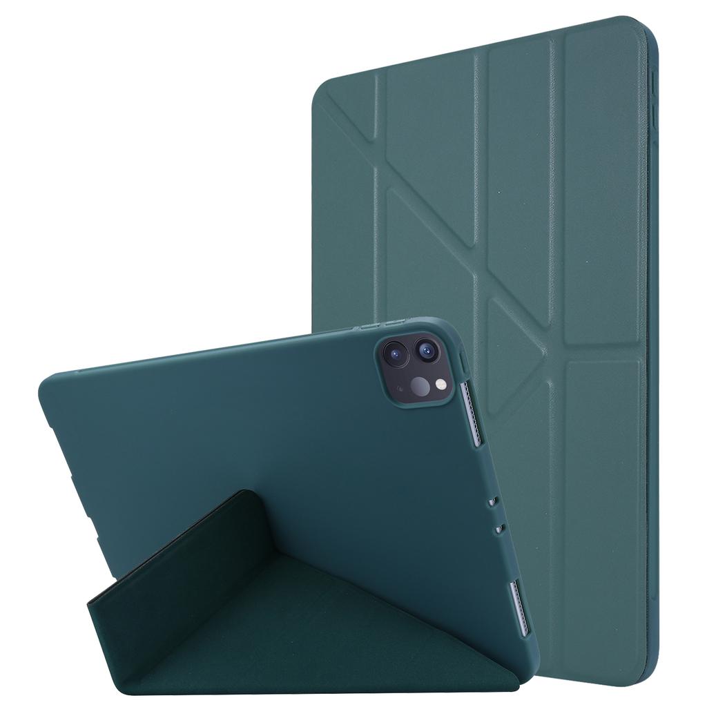 For iPad Pro 11 (2024) Case Origami Stand PU Leather+Silicone Cover with Auto Sleep/Wake