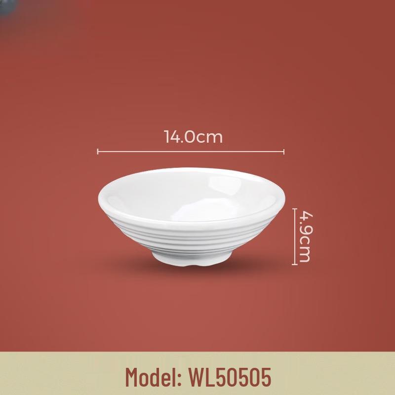 A5 Melamine White Imitation Porcelain Round Bowl, 5.5-inch