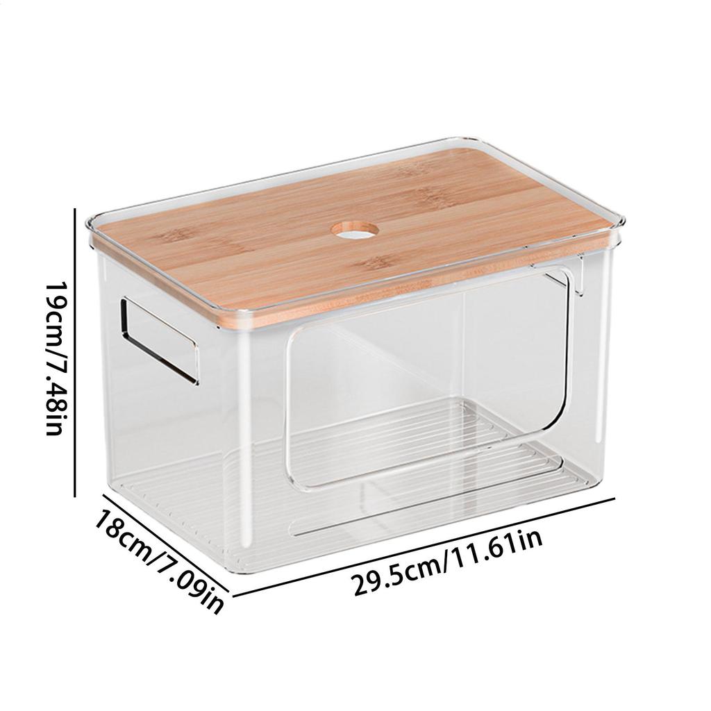 Transparent Garbage Bag Storage Box Garbage Bag Dispenser Under Sink Stackable Clear Organizer Bins With Bamboo Wood Lid
