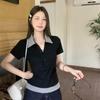 Women's American Style Faux Two-Piece Polo T-Shirt