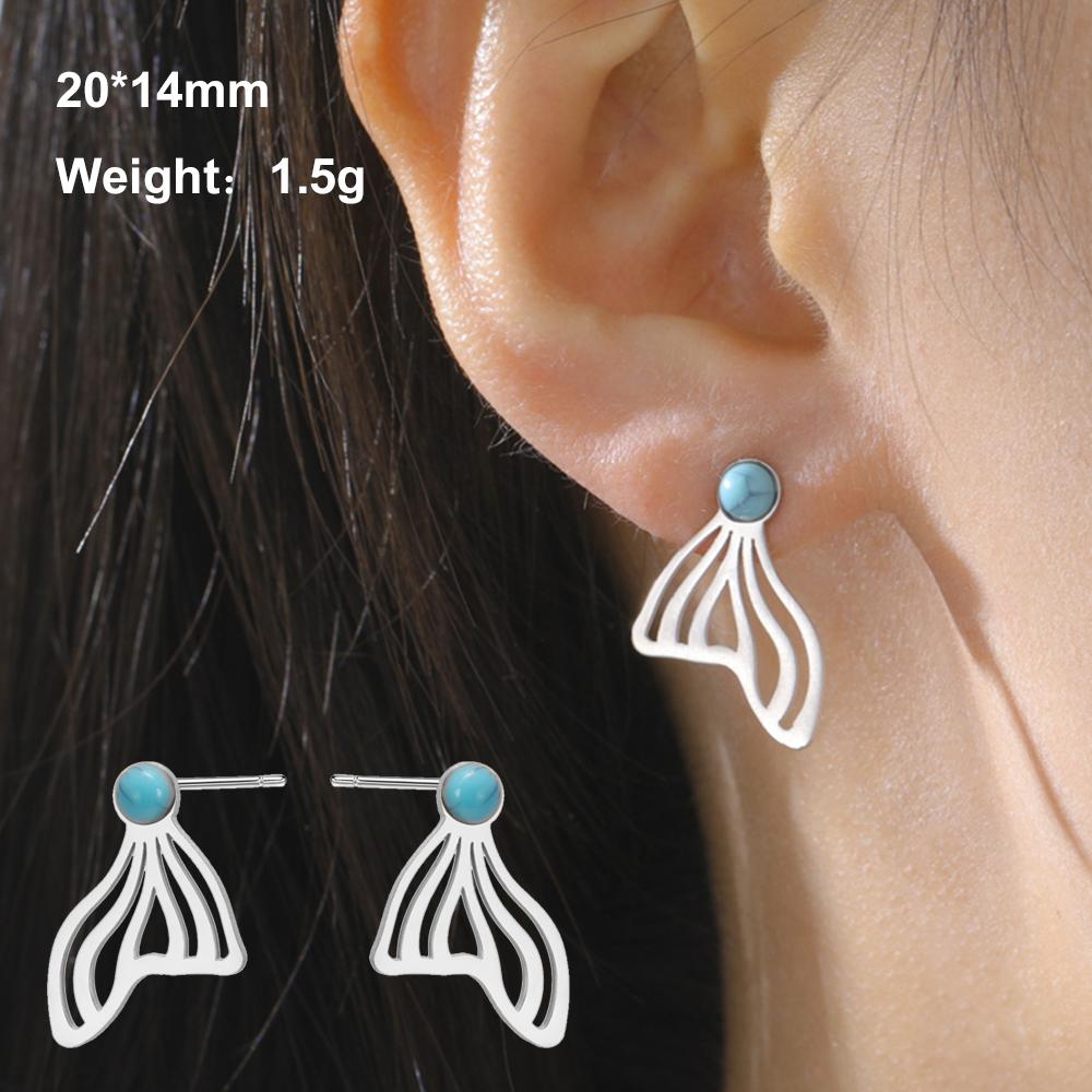 

My Shape Fish Tail Earrings Stainless Steel Whale Tail Stud Earrings for Women Girls Sweet Delicate Stud Earrings Jewelry Gifts