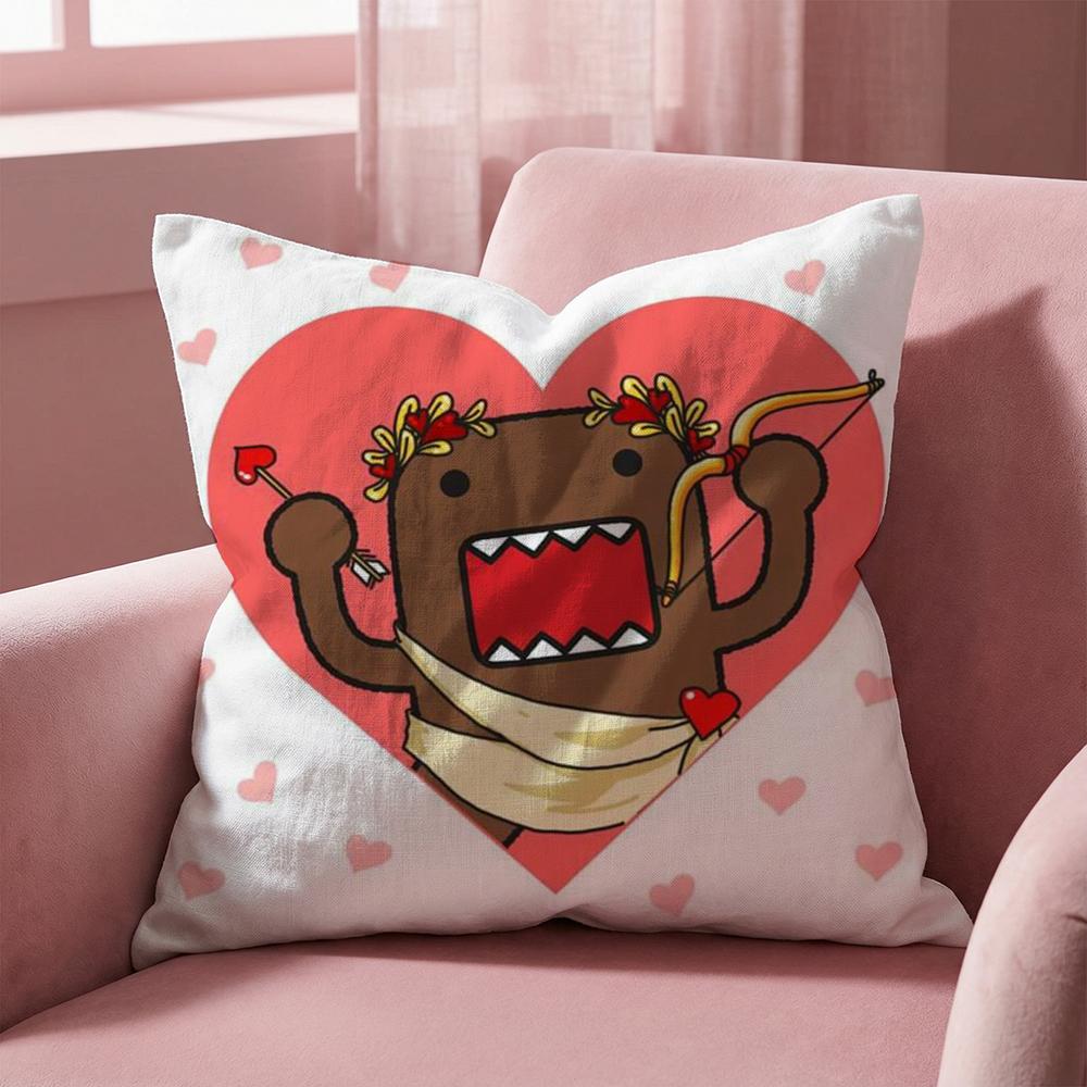 Cartoon Funny Domo-kun Cushion Cover Multi-Scene Pillow Cover for Home & Car - Reversible, Soft & Durable for Daily Use