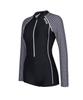 Jeteseu Women'S All-In-One Long Sleeve One-Part Suit Swimsuit Black Check L_4A028