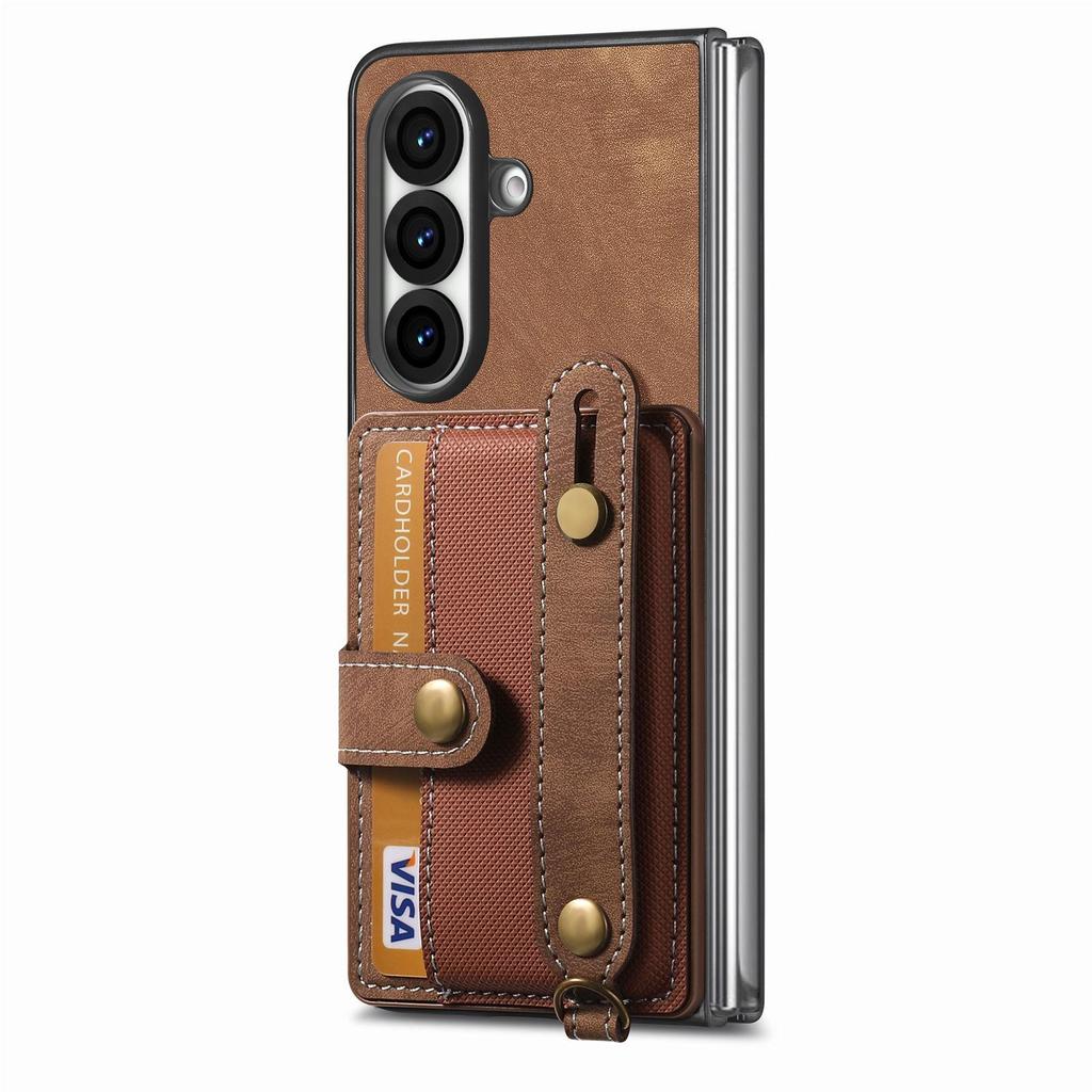 Galaxy Z Fold7 Leather Case with Card Slots - Multifunctional Folding Wallet Protective Cover for Samsung ZFold6