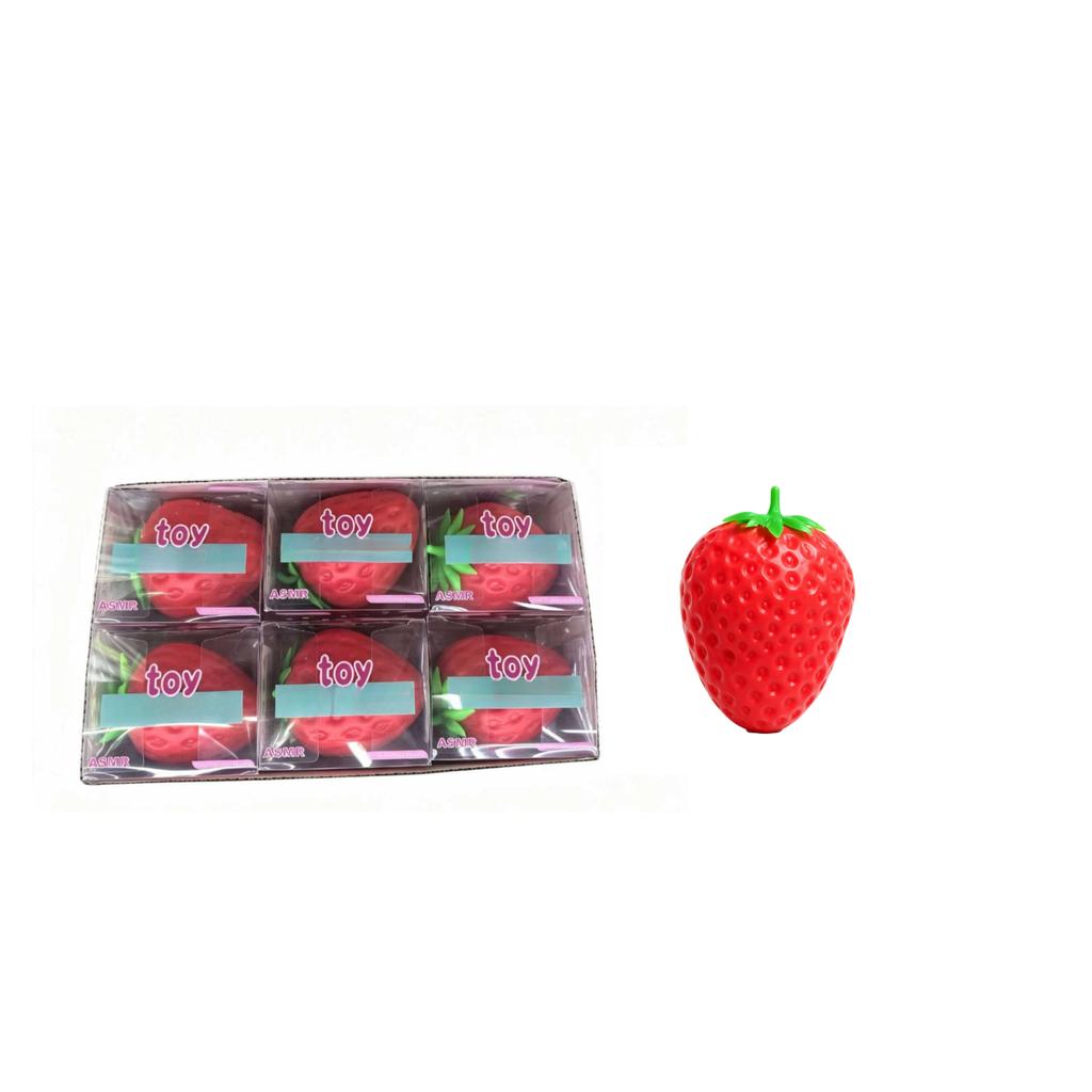Strawberry Shaped Squeaky Toy with Building Block Filling for Sensory Play and Stress