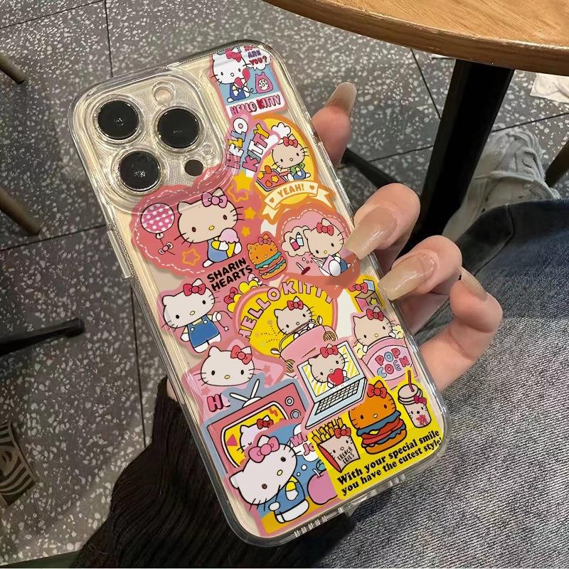 Hello Kitty Sticker Phone Case All Inclusive for Apple 13Pro/14PRO/15/16/16 PRO/14/13