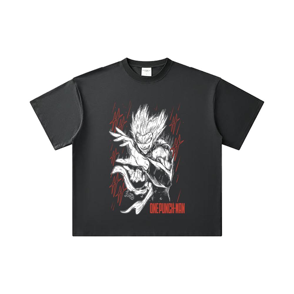 260 GSM Double Yarn 32 Count 100% Cotton One Punch Man V4 Garou Print Unisex Heavy Cotton T Shirt
