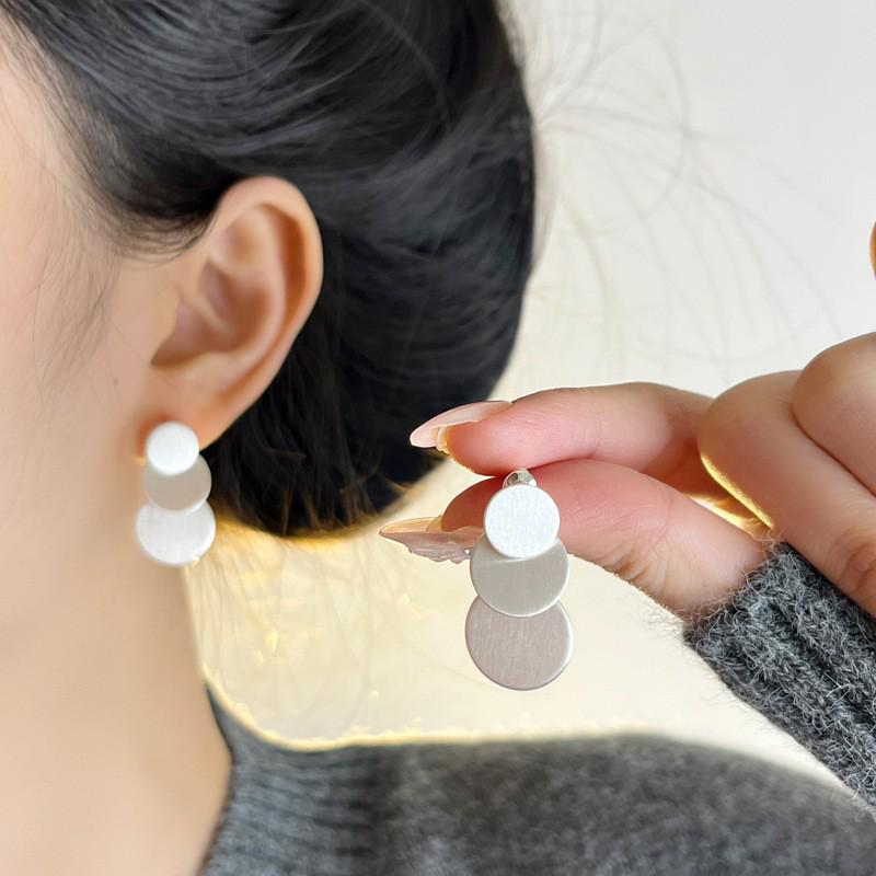 Matte Three-Layer Geometric Stud Earrings for Women - Niche Design Fashion Jewelry
