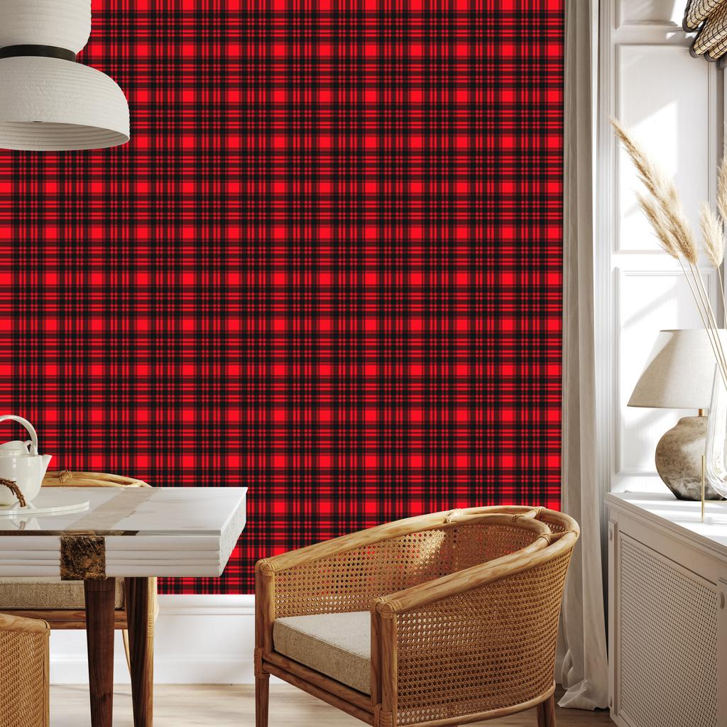 Red Burgundy Checkered Wallpaper for Living Room and Bedroom 50x1000