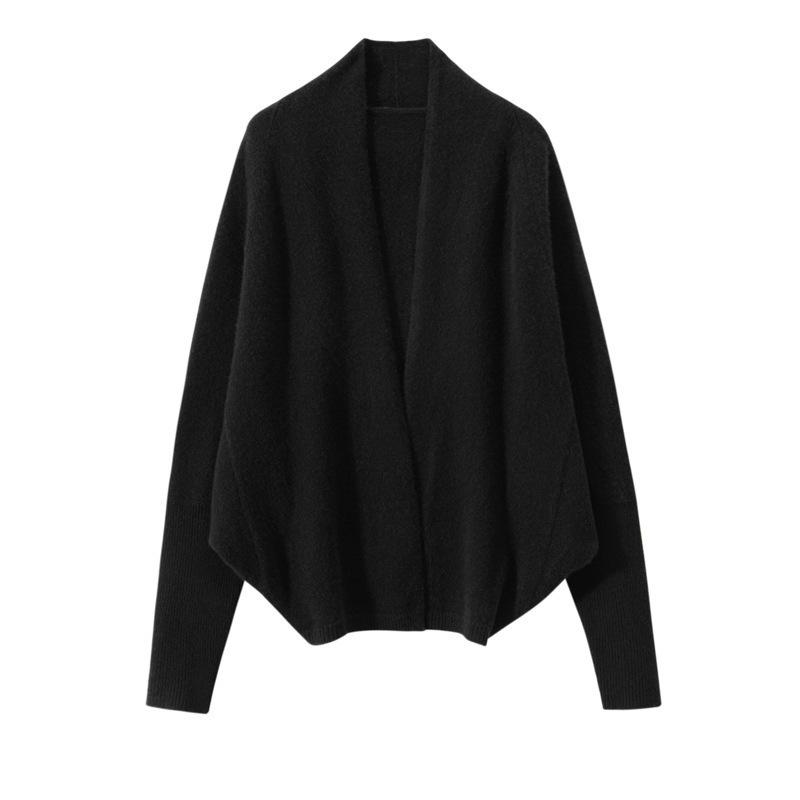 Women's V-neck Cashmere Cardigan: Cozy Batwing Sleeve, Thick Shawl Knitwear for Autumn & Winter