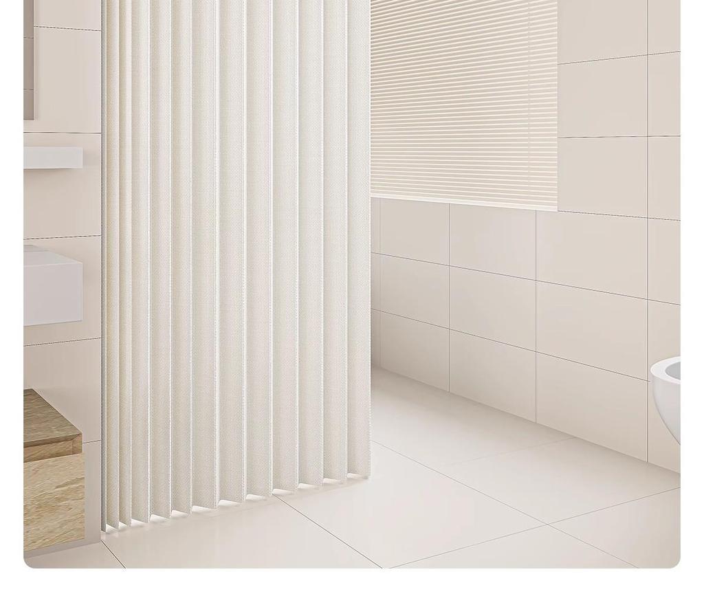 Luxury Bedroom and Bathroom Faux Linen Curtain: Waterproof, Mildew-Proof, Dry/Wet Separation for Shower or Kitchen Partition.