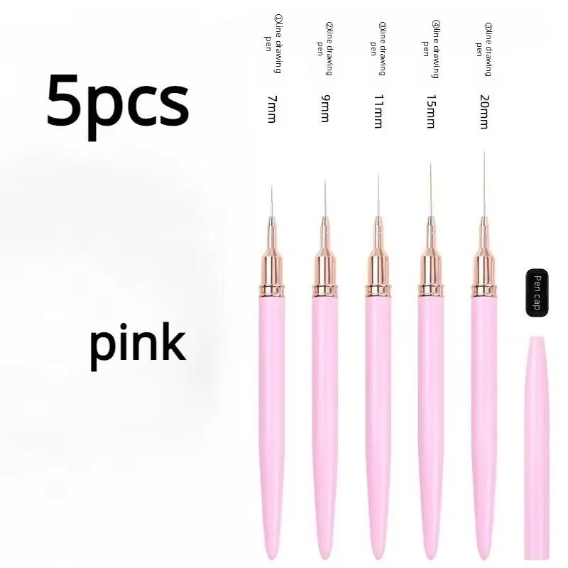5pcs Dual Single End Nails Brushes Nail Art Liner Pen Brushes Design Professional Manicure Tools for Striping Drawing Painting