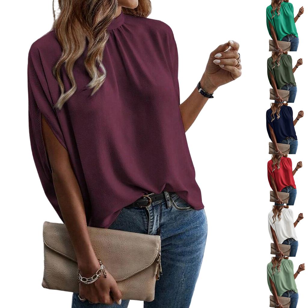 Damen Freizeitmode Rundhals Träger Halbsleeve Hemd T-Shirt Top