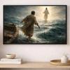 Peter Walking On Water Canvas | Christian Canvas Art | Faith Over Fear Painting | Jesus Ocean Artwork | Bold Faith Jesus Christian Decor
