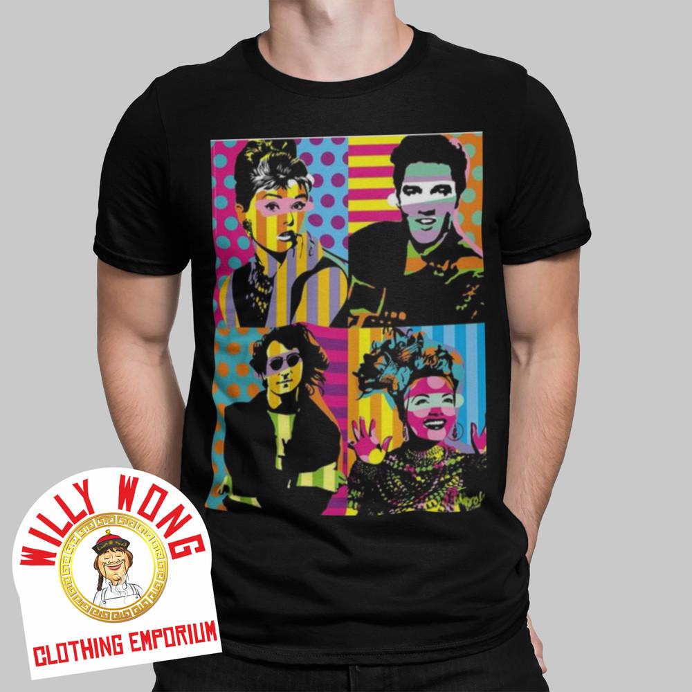 

Pop Icon T-Shirt Retro 50s 60s 70s Tee Elvis Hepburn lennon Music Unisex T-Shirt S