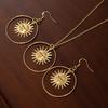 Tide Exaggerated Earrings Necklace Female Personality Hip Hop Sun Geometry Round Light Luxury Temperament Niche Suit