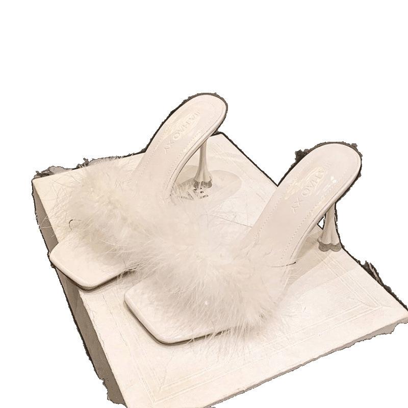 Fairy style slippers wear new summer models, fine heels, high heels, elegant open-toed cool slippers