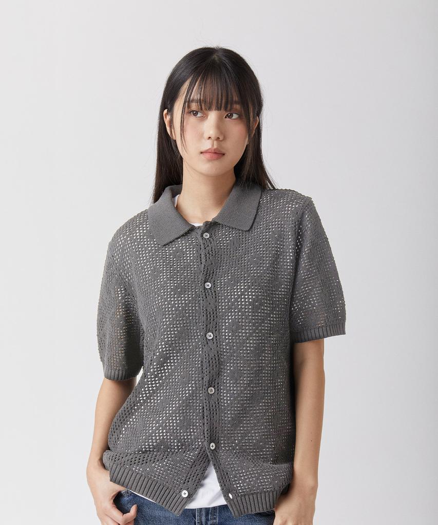 Mannergram Crochet Short Sleeve Collared Knit - 3 Colors