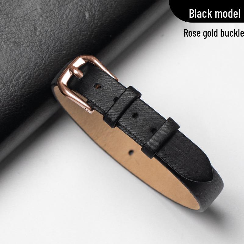 Eight Treasures Gold Compass Bracelet: Women's Genuine Leather & Silk Jewelry Watch Strap with Rain Silk Texture.
