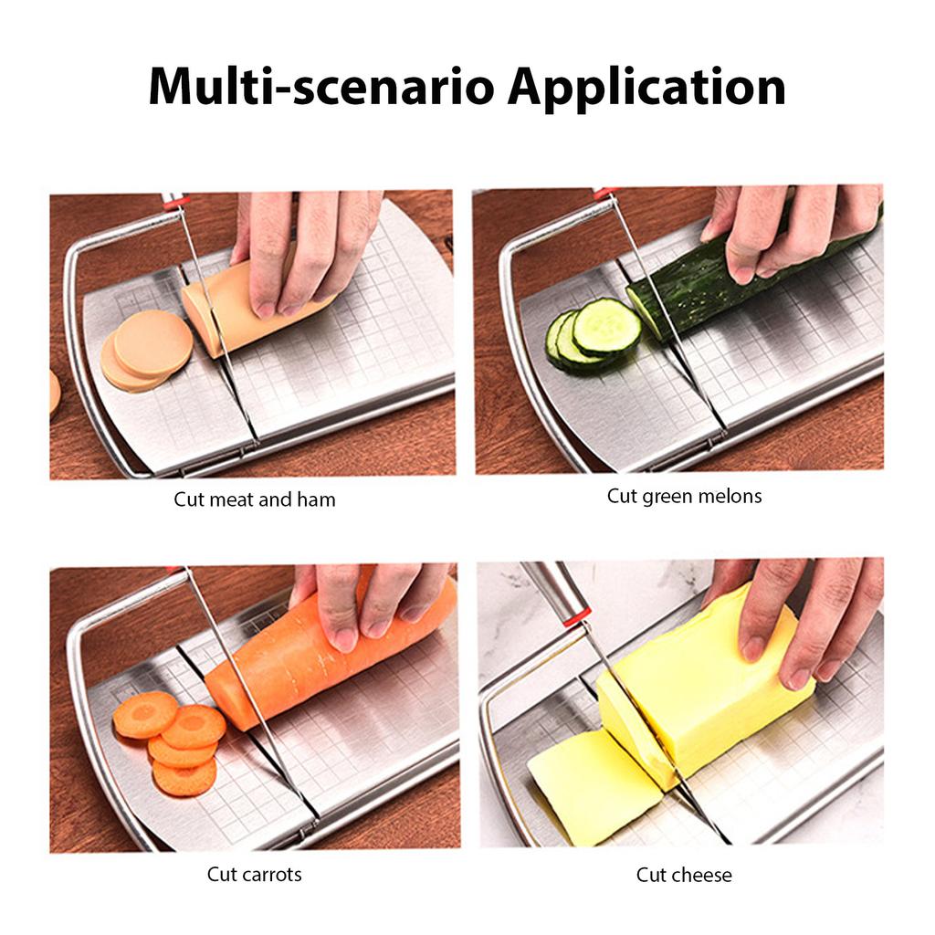 Stainless Steel Cheese Slicers Multi Purpose Kitchen Tool Cheese Slicers Cutter Board Precise Measurement Non Slip Base