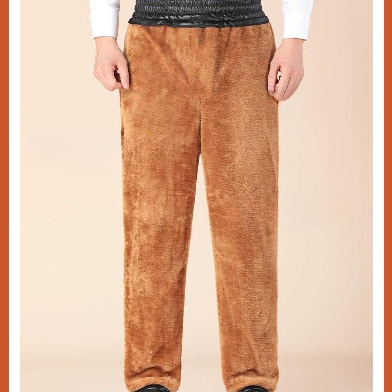 Kožené kalhoty Pánské Plus Sametové Zesílené Větruodolné, Vodotěsné a Teplé Pánské Bavlněné Kalhoty Plus Hnojivo Pro Zvýšení