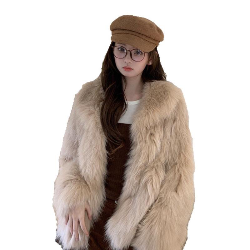 Eco-friendly fur coat, environmentally friendly in autumn and winter, young medium and long daughter gold thickened warm wool coat
