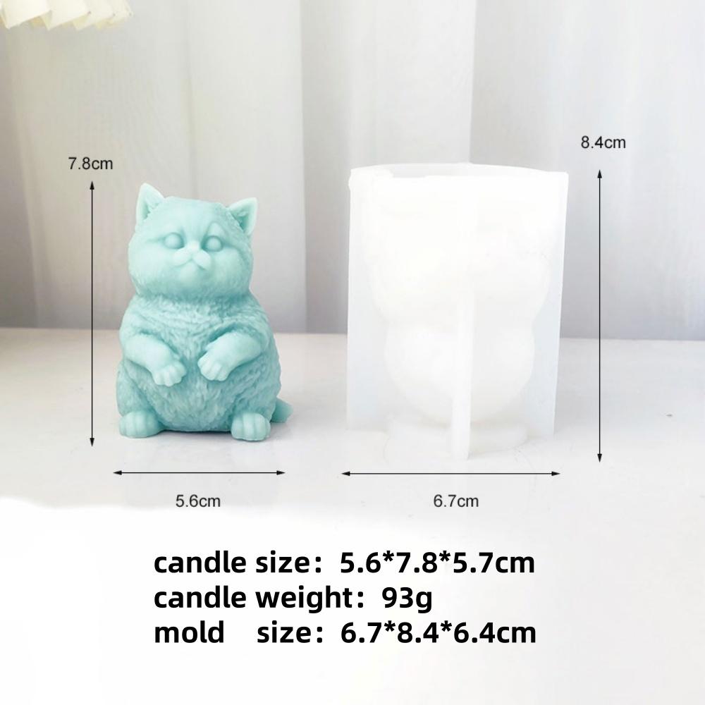 3D Fat Cat Candle Silicone Mold Handmade Cute Size Sitting Cat Aromatherapy Candle DIY Toy Cake Mold Gypsum Resin Ornament Gift