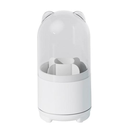 Makeup Brush Holder with Clear Lid 360-Degree Rotating Cosmetic Organizer Dust-proof Makeup Pen Organizer for Vanity Bathroom Desktop