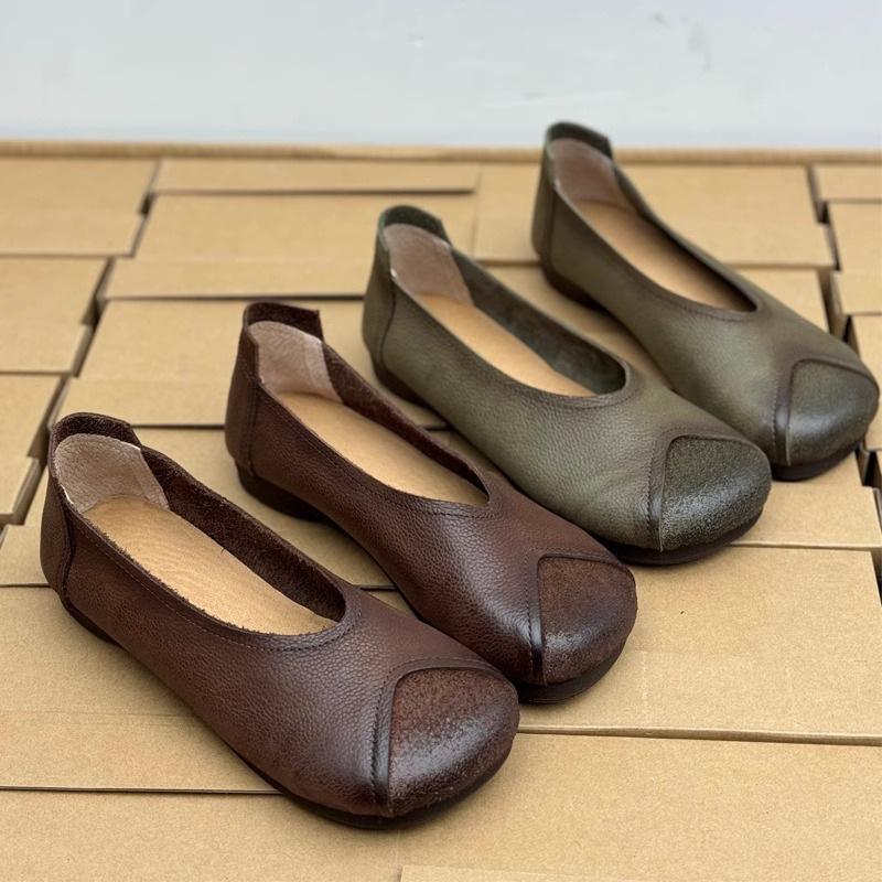Shoes spring new shoes retro soft-soled single shoes shallow mouth comfortable round head ugly cute women's shoes