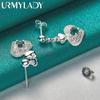 925 Sterling Silver Heart Zircon Stud Earrings For Women Charm Jewelry