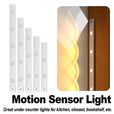 Ultradünne LED Bewegungssensor Lichtleiste Lampe USB Wiederaufladbar 3 Farben 10cm/20cm/30cm/50cm Infrarot Kleben Saugnapf Nachttisch Lesen
