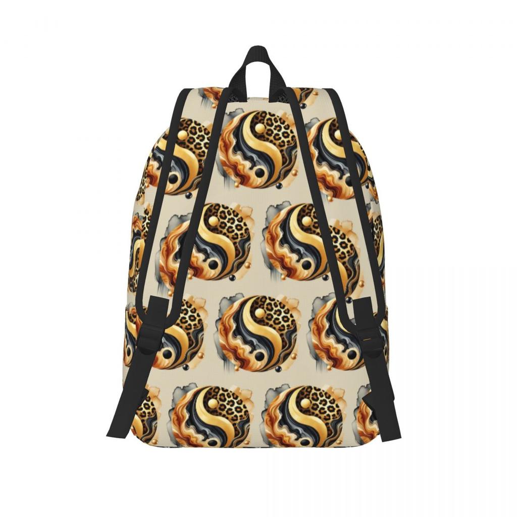 Leopard Yin Yang Luxury Gold Marble Balance Design Backpack Hot Sale Daypack BookBag School Bag Shoulder Bags for Men Women