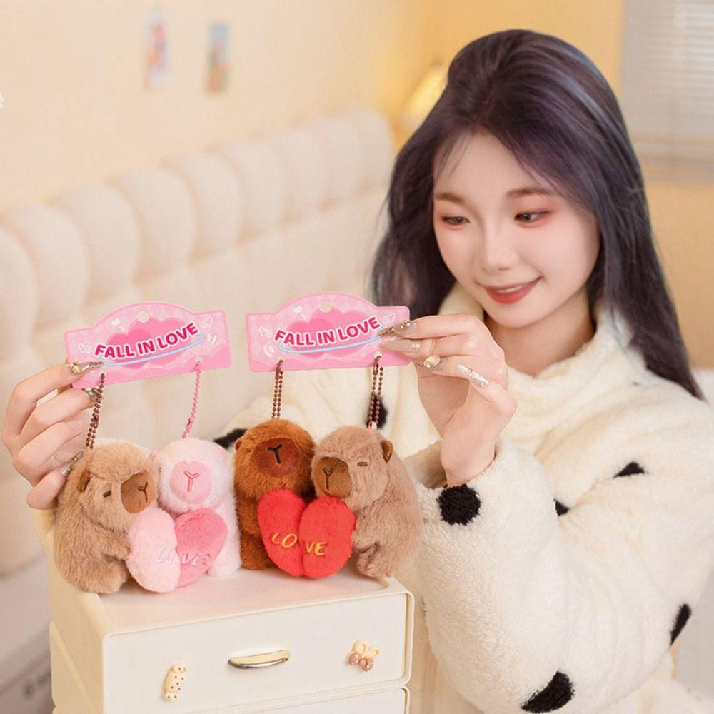 Animal Capybara Plush Keychain Magnetic Capybara Plush Doll Creative Plush Couple Keychains Kids
