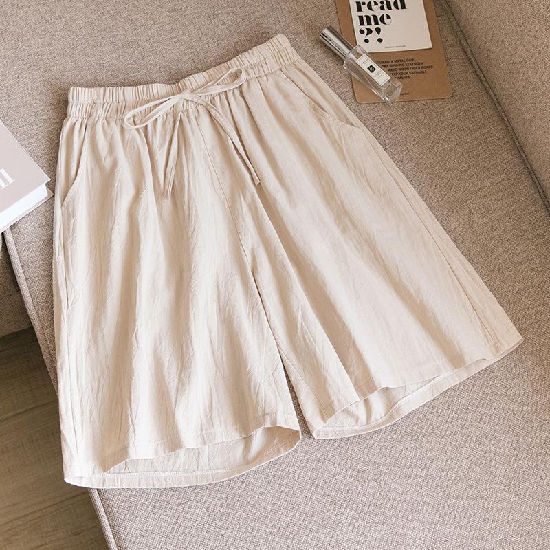 Zomer Katoen Linnen Shorts Dames Sportschool Workout Shorts Effen Kleur Casual Basic Korte Broek Hoge Taille Shorts Sport