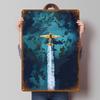Yellow Plane Over Water Sign Airplanes Poster Things for Room Design Custom Metal Tin Signs for Wall Art Decoration Retro Decor