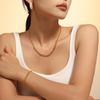 18K Gold-Plated Titanium Steel Necklace & Bracelet Set with Round Bead Spacer & Diamond Tassel