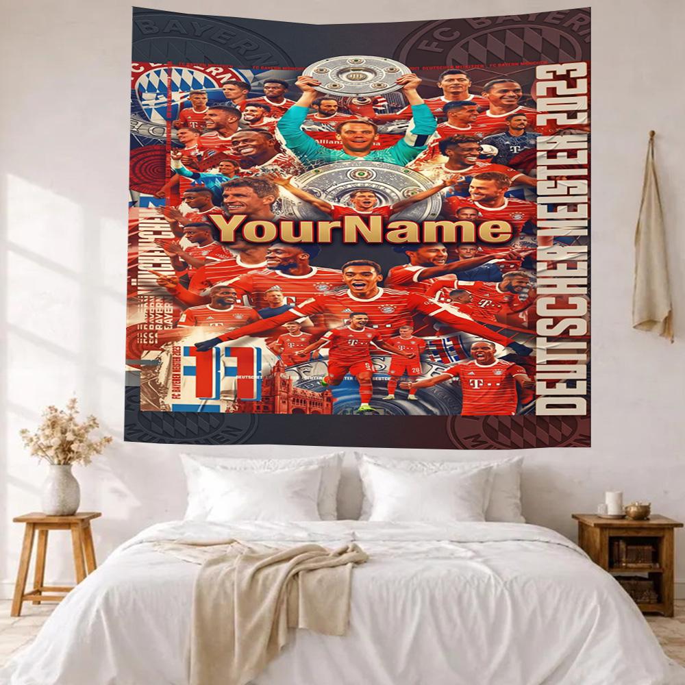 Bayern Munich Custom Your Name Wall Decor Tapestry Art For Pet Memorial Birthdaywedding Party Backdrop Family Gift