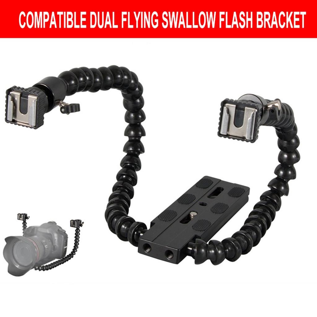 Cheap SX Flexible Dual Arm Camera Flash Bracket Holder Two Hot Shoe ...
