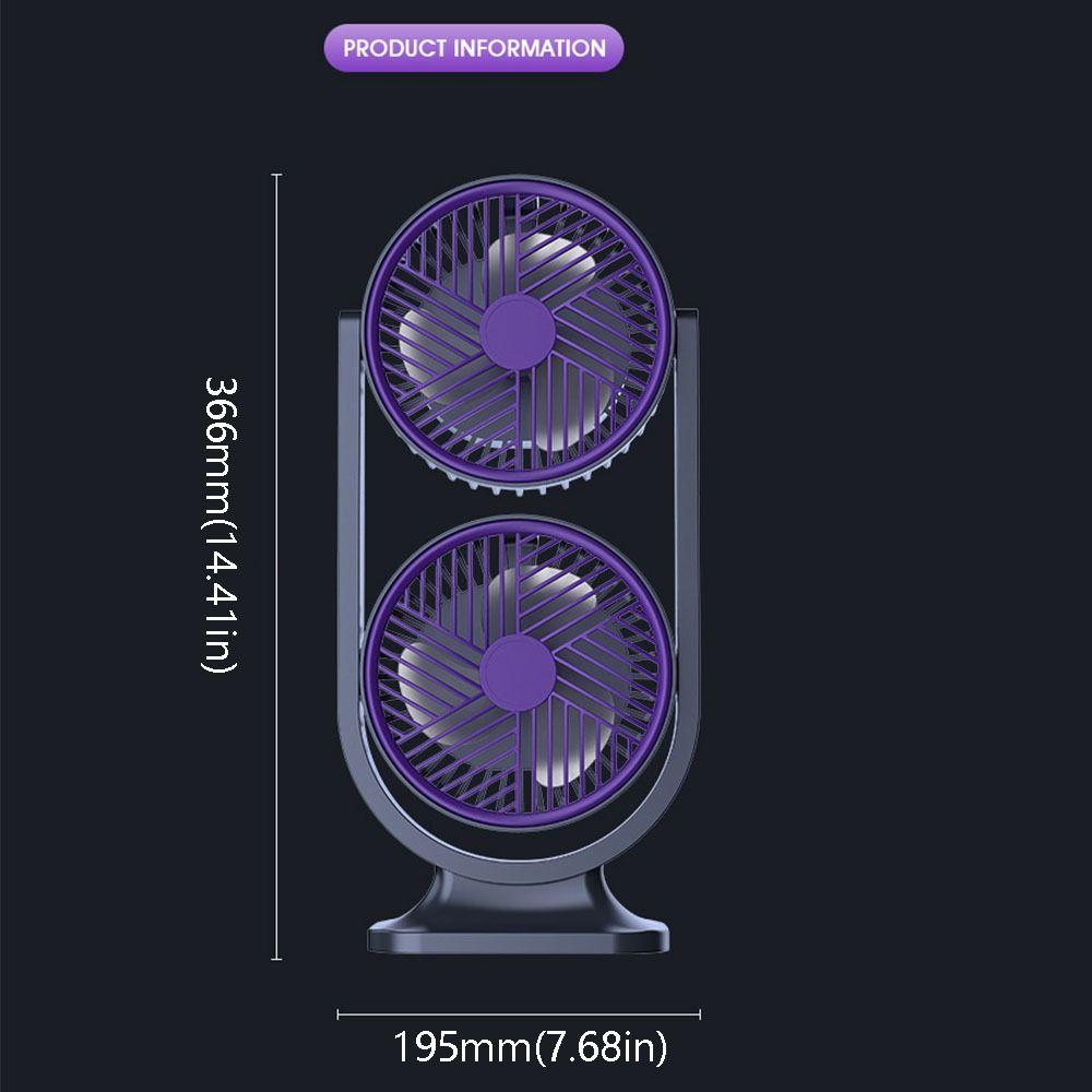 USB Rechargeable Dual-Head Desktop Fan 5 Gear Small Electric Fan Home Living Room