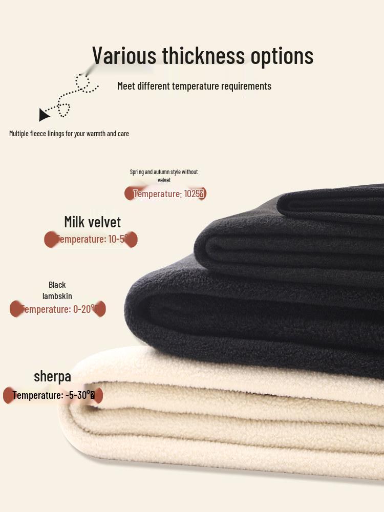 Women's Winter 2025 High-Waisted Thick Cotton Black Lambswool Pants