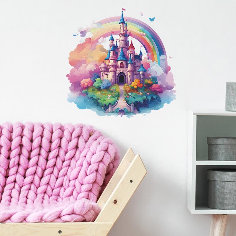 Dream Castle Wall Decals for Girls Kids Room Colorful Rainbow Wall Stickers Baby Nursery Bedroom Wall Decor