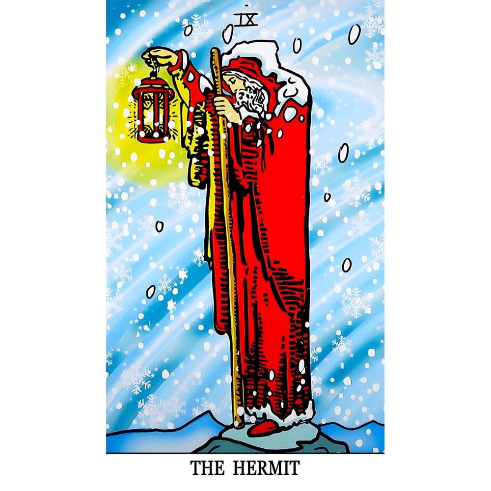 Winter Waite Tarot, 78-teiliges Tarot mit Bildern vor winterlichem Hintergrund, basierend auf dem Rider Tarot des RWS-Systems, 12 x 7 cm