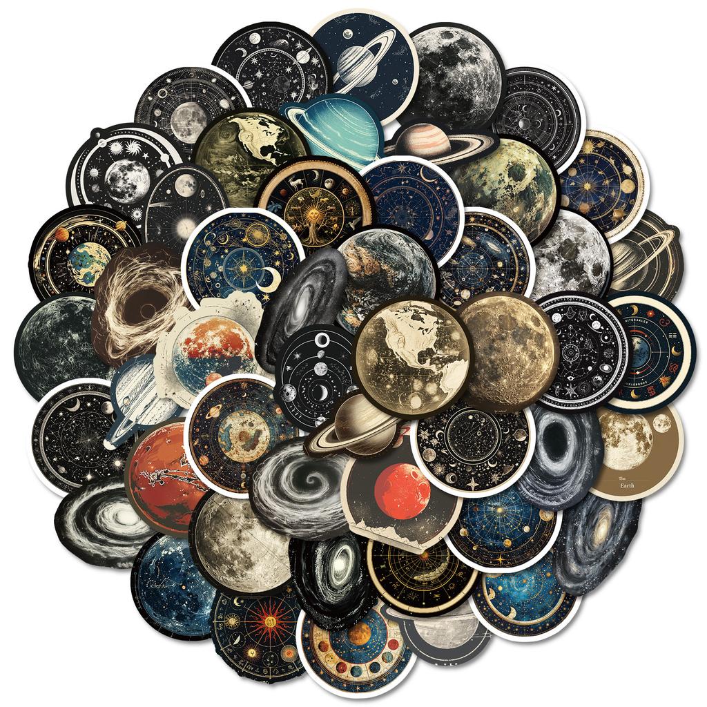 50pcs Space Universe Stickers Waterproof DIY Laptop Phone Kids Toy Cartoon Graffiti Starry Sky Decal