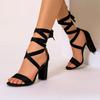 Königsblaue Plateau-Sandalen für Damen - Einriemen-Kreuzdesign, Große Größen, Sommer-High Heels