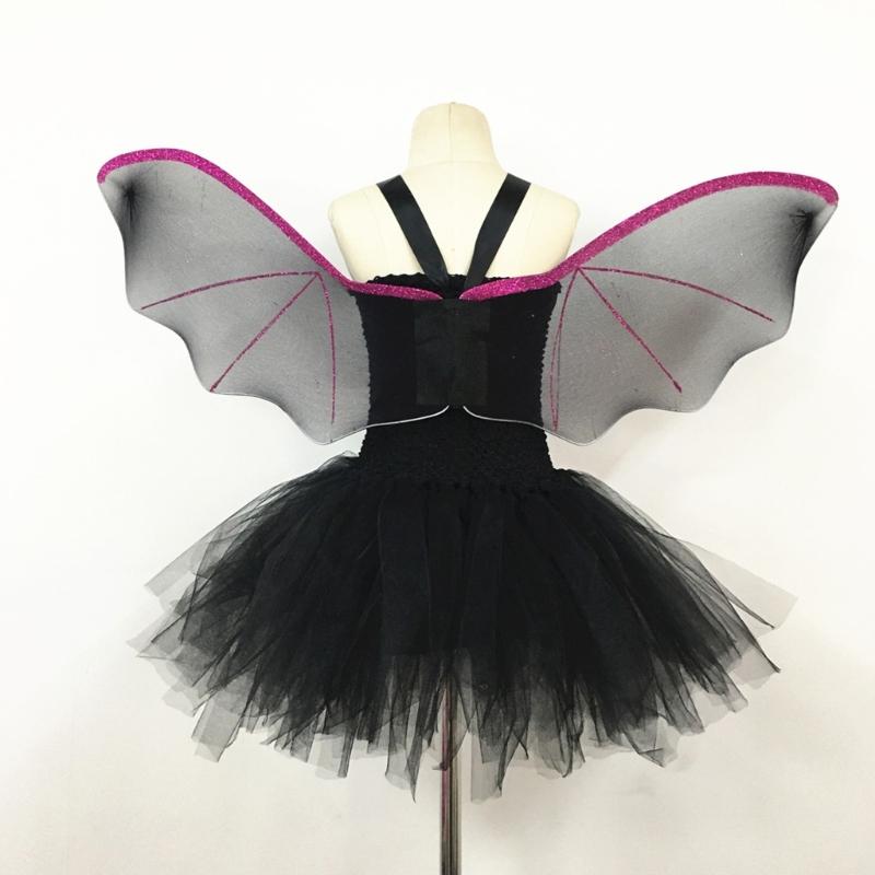 3Pcs Bat Wing Tutus Dress Headband Set Halloween Vampires Cosplay Costume Set for Kids Girls Bat Costumes Accessories