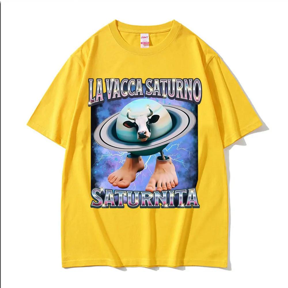 La Vacca Saturno Saturnita Vtipné Kráva Meme Trička pro Muže Ženy Harajuku Hip Hop Humor Tričko Letní Topy Měkké Tričko